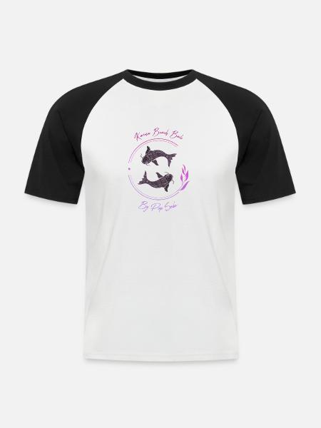 Karma Beach lila Fisch - Männer Baseball-T-Shirt - Weiß/Schwarz
