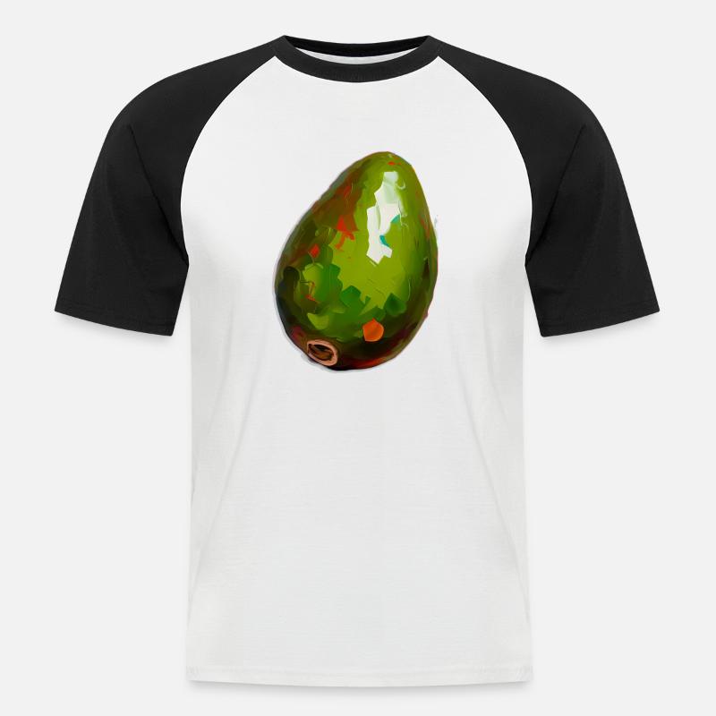Ölgemälde einer Avocado - Männer Baseball-T-Shirt - Weiß/Schwarz
