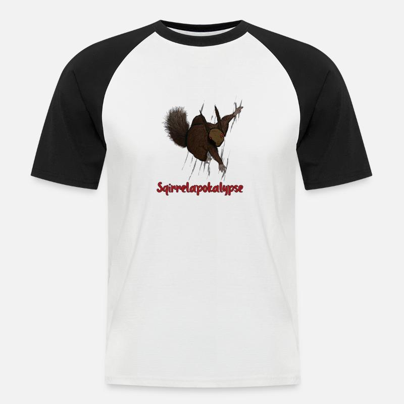 Squirrelapokalypse - Männer Baseball-T-Shirt - Weiß/Schwarz