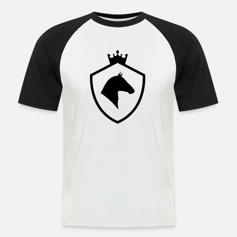 pferde wappen - Männer Baseball-T-Shirt - Weiß/Schwarz