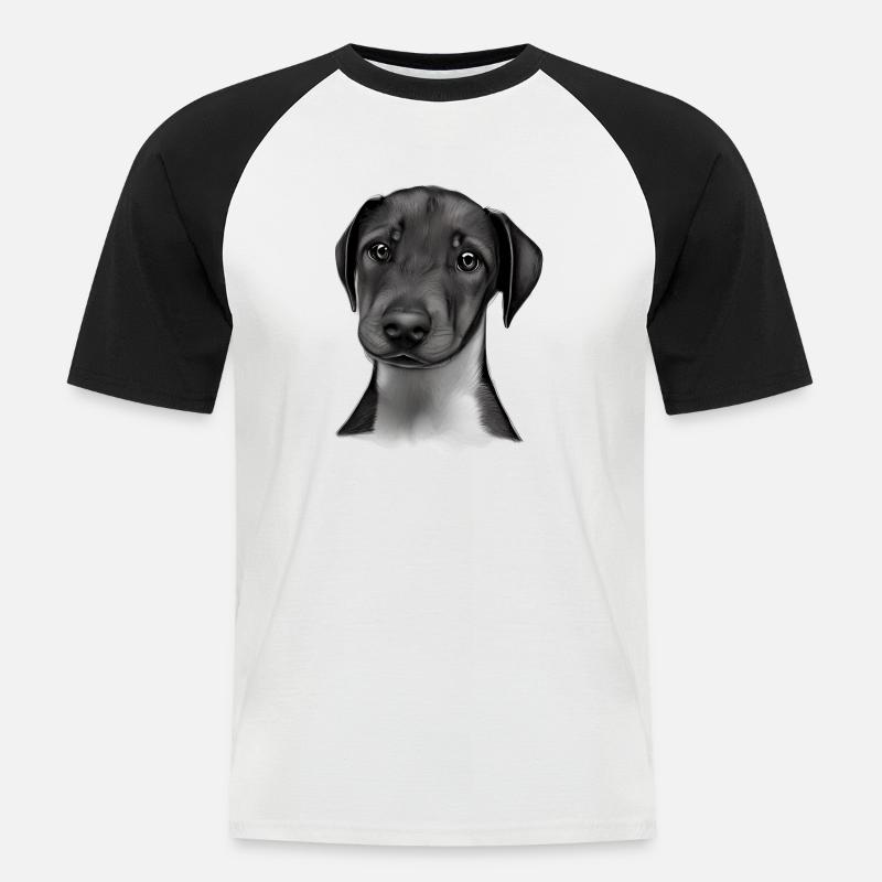 Dobermann Dobermannwelpe Hund Dobermanntrainer - Männer Baseball-T-Shirt - Weiß/Schwarz