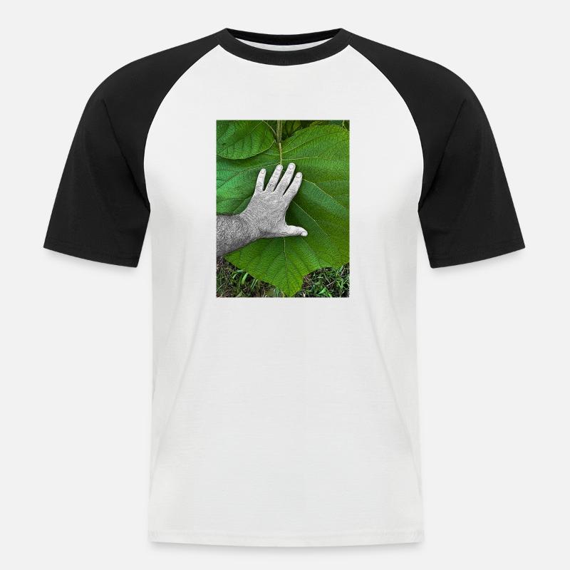 Die Hand am Leben - Männer Baseball-T-Shirt - Weiß/Schwarz