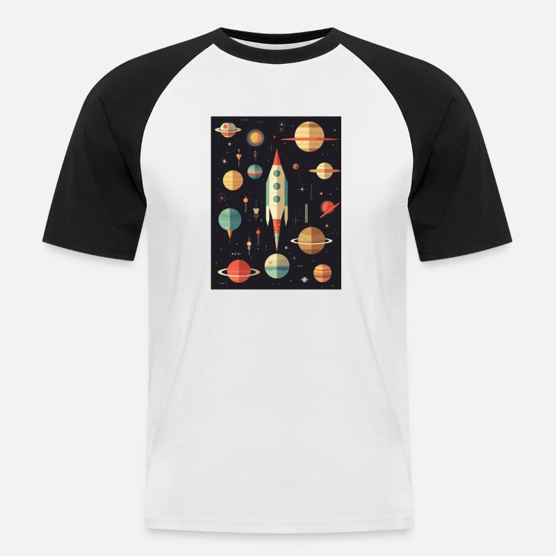 Rocket Launch Raketenstart - Männer Baseball-T-Shirt - Weiß/Schwarz