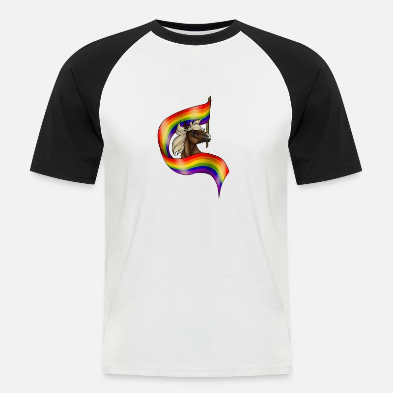 REGENBOGEN - Phoenix mit Prideflag - Männer Baseball-T-Shirt - Weiß/Schwarz