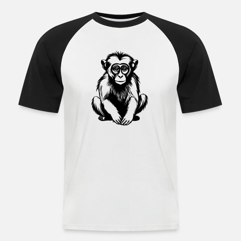 Monkey Monkey Monkey Face Jungle - Men's Baseball T-Shirt - white/black
