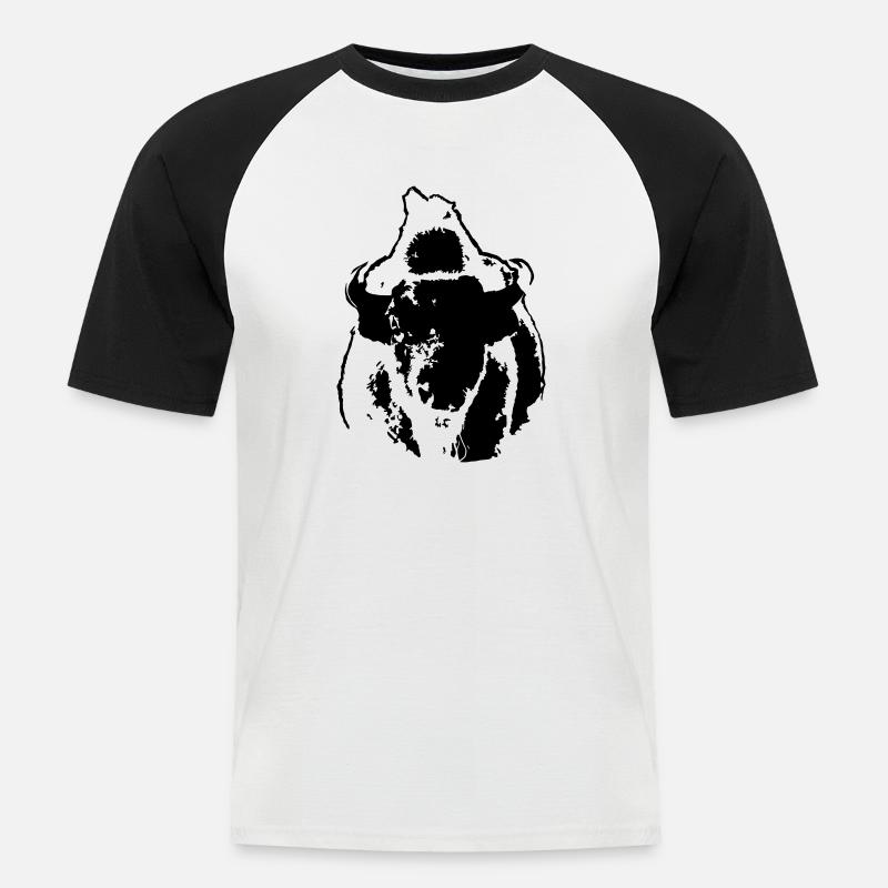 BÜFFEL - Männer Baseball-T-Shirt - Weiß/Schwarz