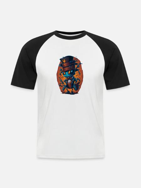 Ant with Hat Funny - Men's Baseball T-Shirt - white/black