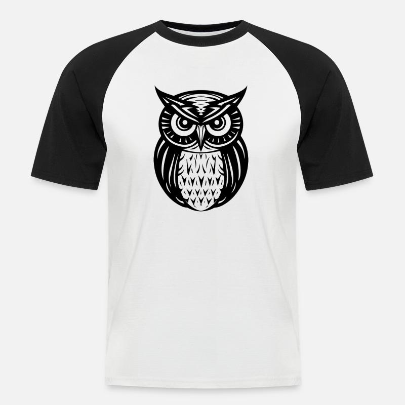Eule Eulen Vogel Vögel - Männer Baseball-T-Shirt - Weiß/Schwarz