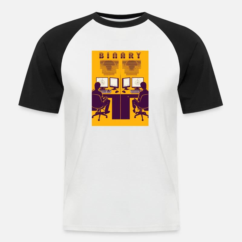 Binary - Männer Baseball-T-Shirt - Weiß/Schwarz