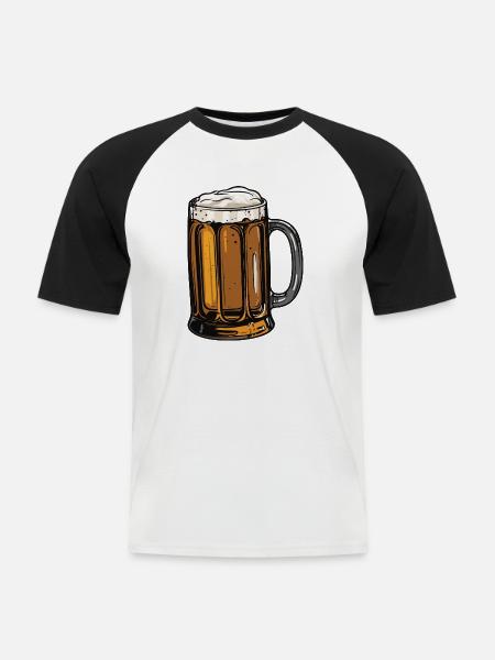 Bierkrug Bier Malz Symbol - Männer Baseball-T-Shirt - Weiß/Schwarz