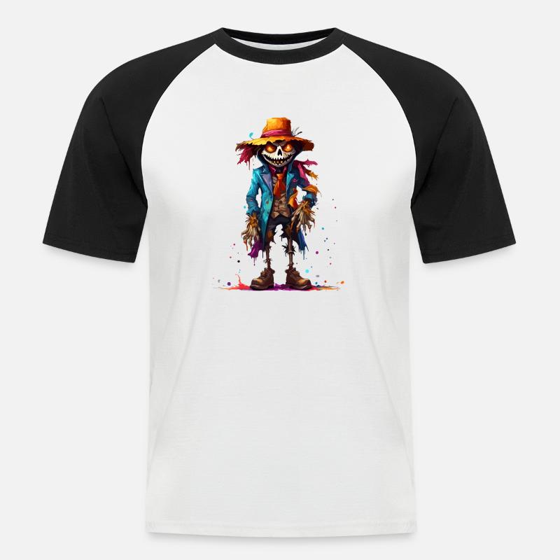 Vogelscheuche / Erntehelfer / Maisfeld / Feld - Männer Baseball-T-Shirt - Weiß/Schwarz