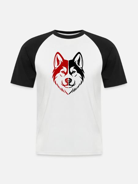 Akita Dog Head - Men's Baseball T-Shirt - white/black