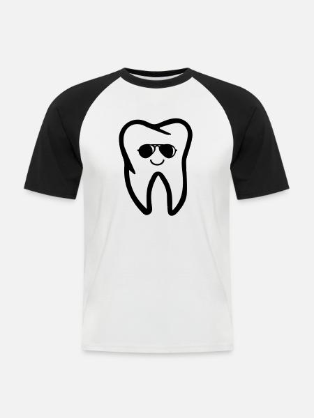 Tooth Sunglasses - Men's Baseball T-Shirt - white/black