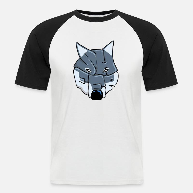 Wolf Graffiti - Männer Baseball-T-Shirt - Weiß/Schwarz