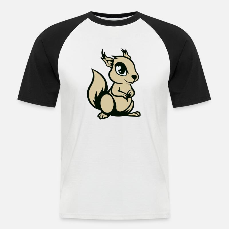 eichhörnchen comic tier - Männer Baseball-T-Shirt - Weiß/Schwarz