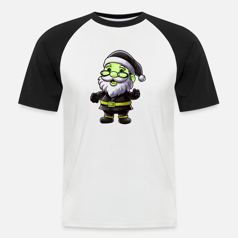 Weihnachtsmann Comic - Männer Baseball-T-Shirt - Weiß/Schwarz
