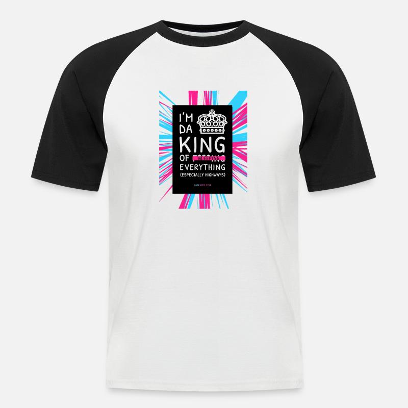 ICH BIN DA KING - Männer Baseball-T-Shirt - Weiß/Schwarz