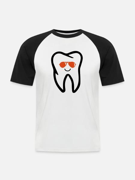 Tooth Sunglasses - Men's Baseball T-Shirt - white/black