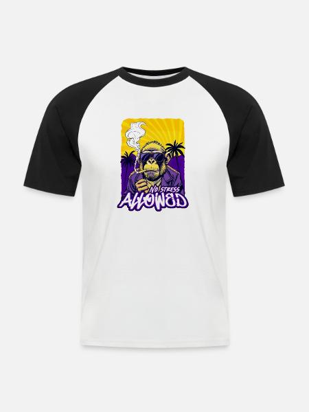 No Stress Allowed – EnrolDesign - Männer Baseball-T-Shirt - Weiß/Schwarz