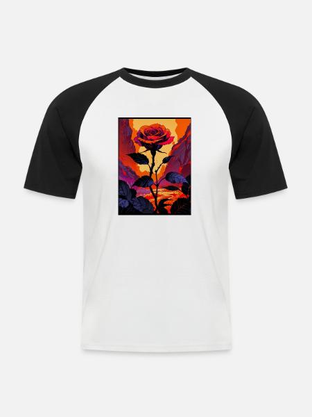 Dornen des Vulkans - Männer Baseball-T-Shirt - Weiß/Schwarz