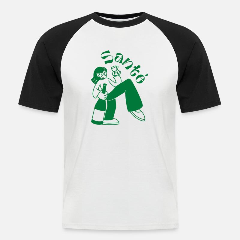 Santé: Das Leben feiern - Männer Baseball-T-Shirt - Weiß/Schwarz