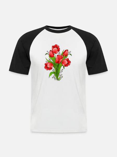 Blumen - Männer Baseball-T-Shirt - Weiß/Schwarz