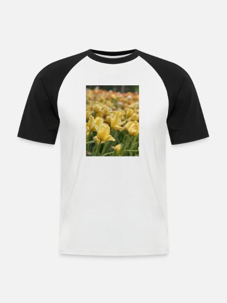 Tulipe Jaune mer - T-shirt baseball manches courtes Homme - blanc/noir