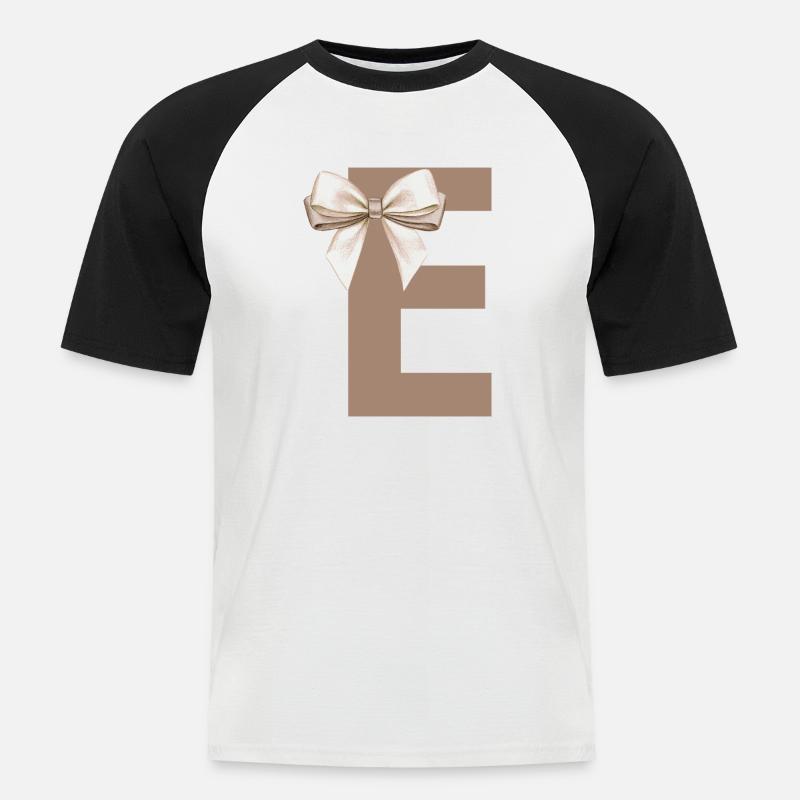Buchstabe E Knoten - Männer Baseball-T-Shirt - Weiß/Schwarz