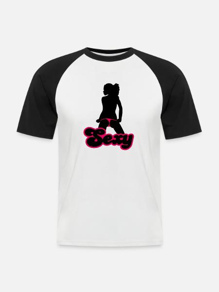 Sexy - Männer Baseball-T-Shirt - Weiß/Schwarz