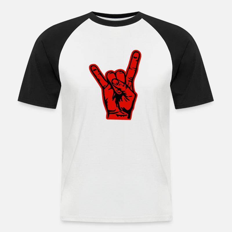 pommesgabel - Männer Baseball-T-Shirt - Weiß/Schwarz