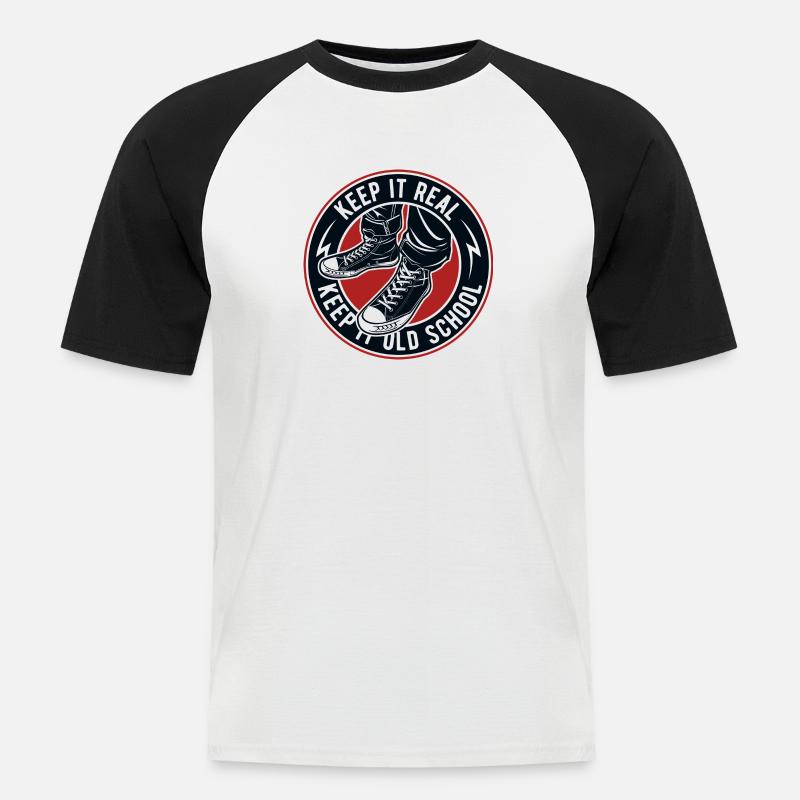 Keep It Old School - Männer Baseball-T-Shirt - Weiß/Schwarz