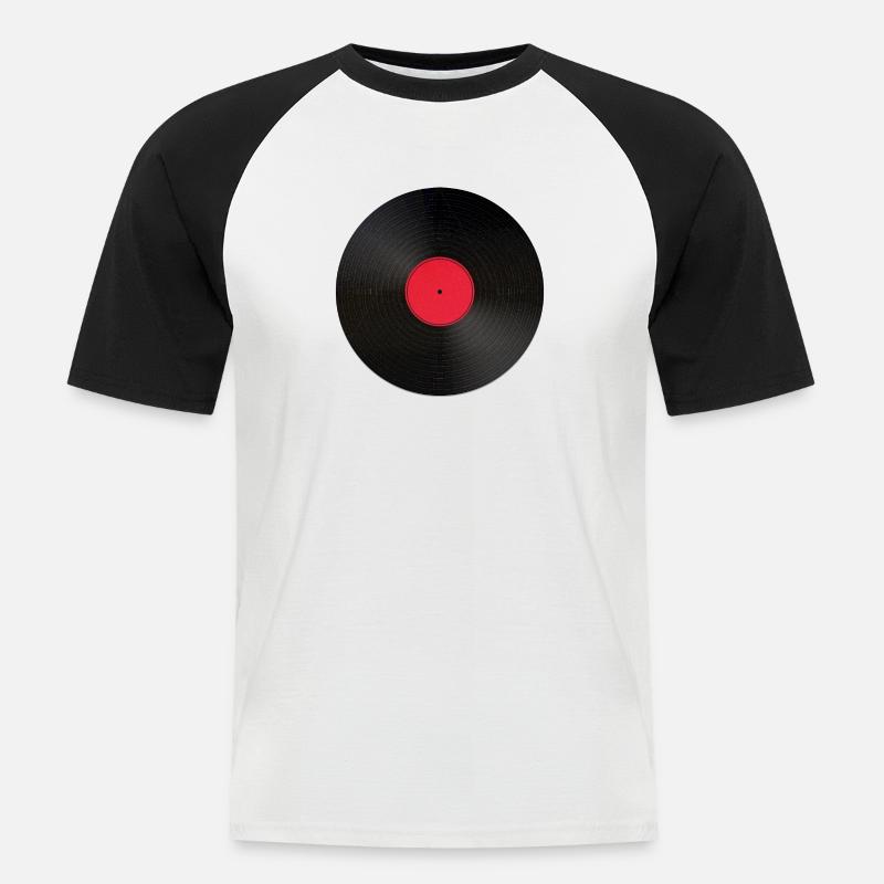 Schallplatte - Männer Baseball-T-Shirt - Weiß/Schwarz