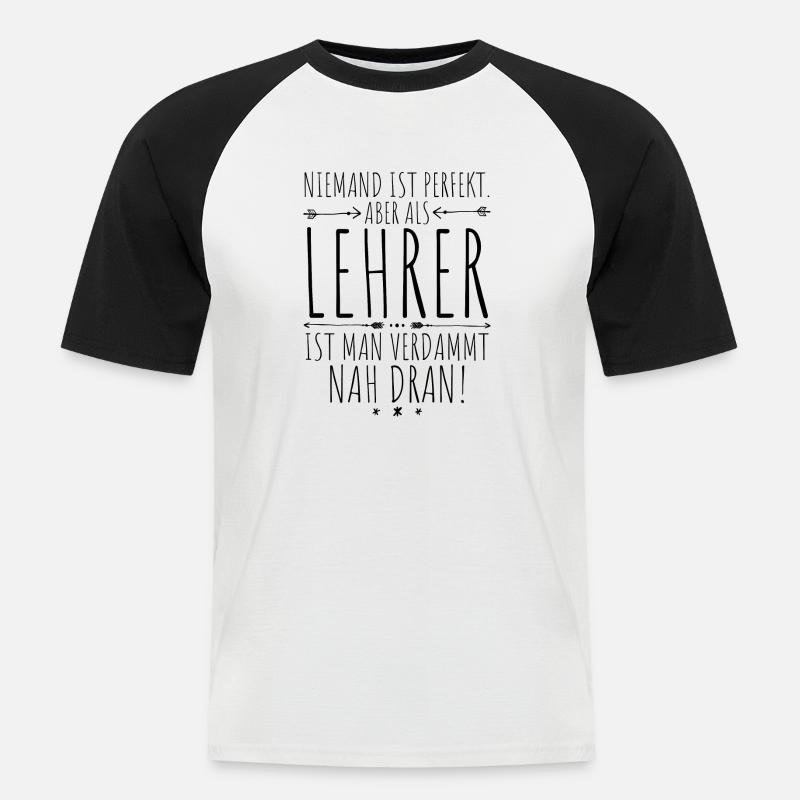 Lehrer perfekt - Männer Baseball-T-Shirt - Weiß/Schwarz