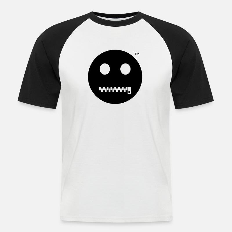Smiley Shut up - Sei Still - Männer Baseball-T-Shirt - Weiß/Schwarz