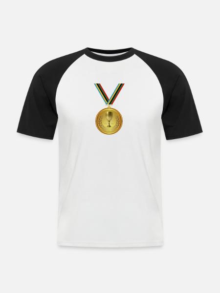 Gold Medal, Medal, Winner Winner - Men's Baseball T-Shirt - white/black
