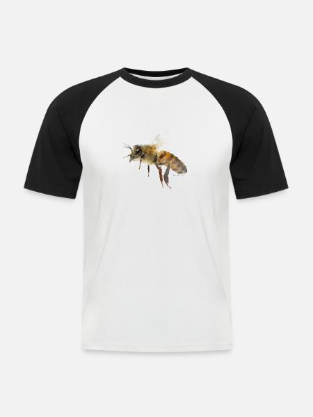 Biene - Männer Baseball-T-Shirt - Weiß/Schwarz