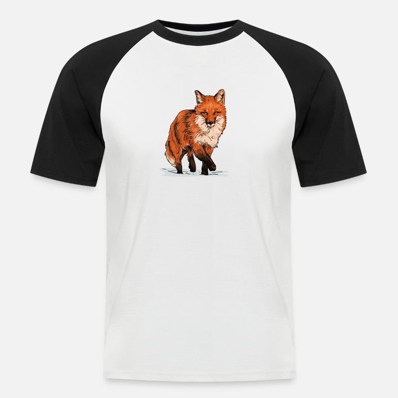 Fuchs in Wildbahn - Männer Baseball-T-Shirt - Weiß/Schwarz