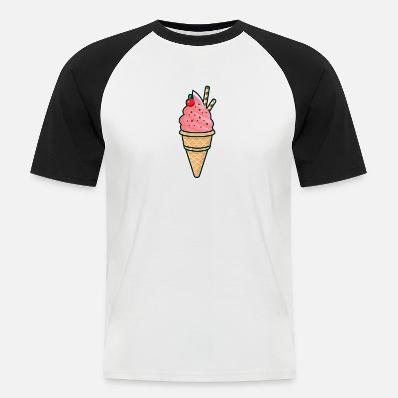 Eiscreme, Eis, Sommer, Sonne - Männer Baseball-T-Shirt - Weiß/Schwarz