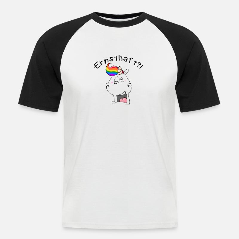 Einhorn "Ernsthaft?!" / Geschenkidee / Geschenk - Männer Baseball-T-Shirt - Weiß/Schwarz