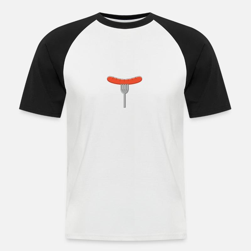 Is mir Wurst - Männer Baseball-T-Shirt - Weiß/Schwarz