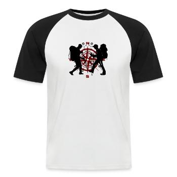 Randonnée, boussole - T-shirt baseball manches courtes Homme - blanc/noir - Devant - Nik (191cm)