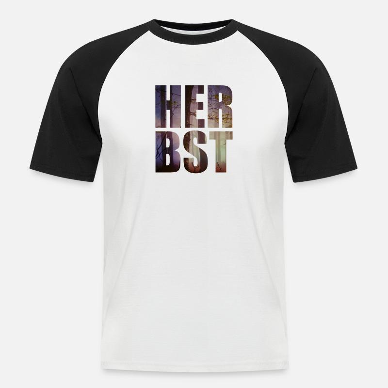 Herbst - Männer Baseball-T-Shirt - Weiß/Schwarz