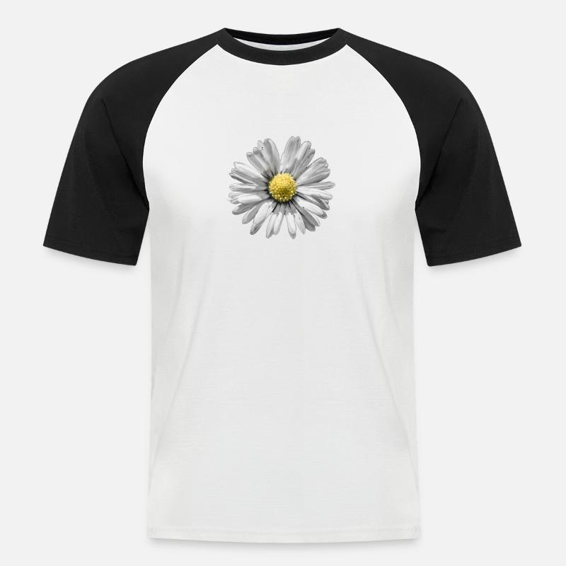 Gänseblümchen - Männer Baseball-T-Shirt - Weiß/Schwarz