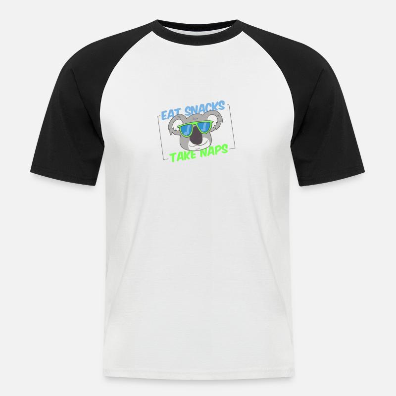 koala 4 white - Männer Baseball-T-Shirt - Weiß/Schwarz