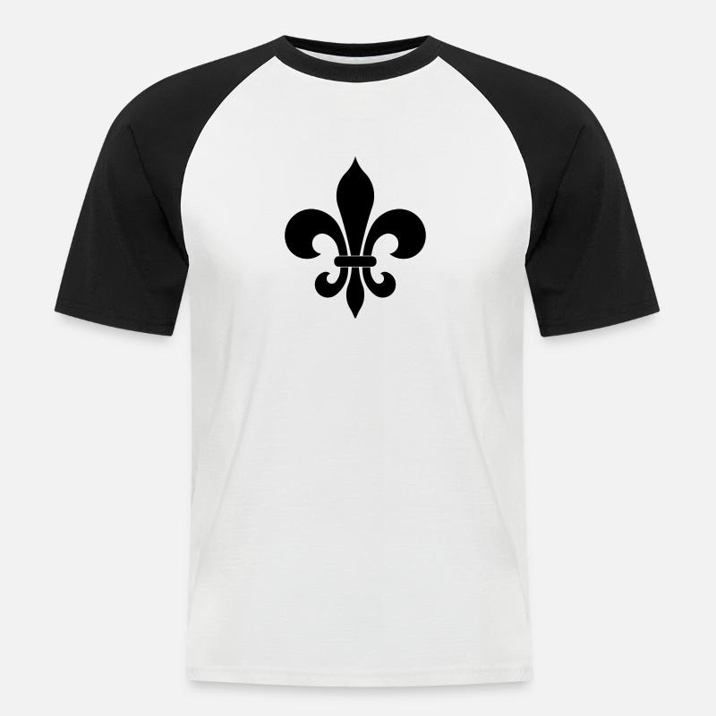 Fleur de Lis - Männer Baseball-T-Shirt - Weiß/Schwarz