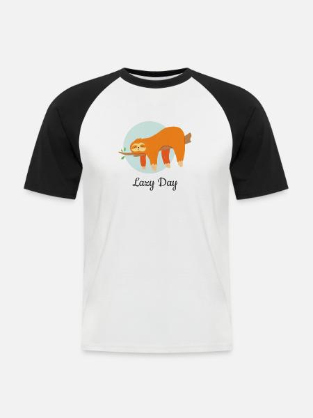 Lazy Day - Männer Baseball-T-Shirt - Weiß/Schwarz