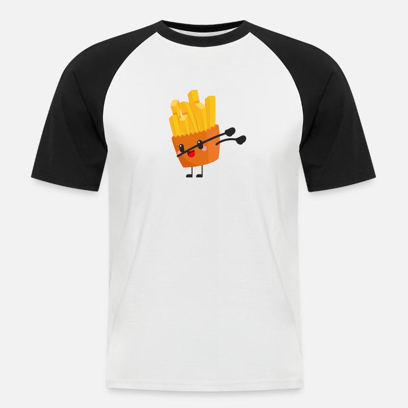 Dabbing Pommes - Geschenk Idee - Männer Baseball-T-Shirt - Weiß/Schwarz