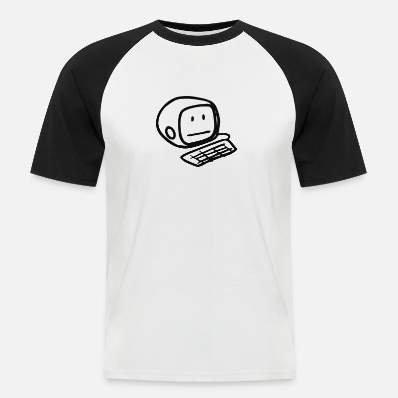 Computersmiley (Schwarz) - Männer Baseball-T-Shirt - Weiß/Schwarz