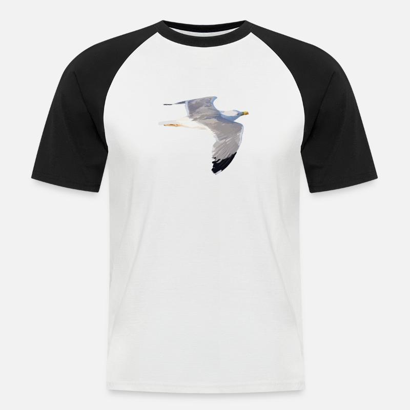 Möwe - Männer Baseball-T-Shirt - Weiß/Schwarz