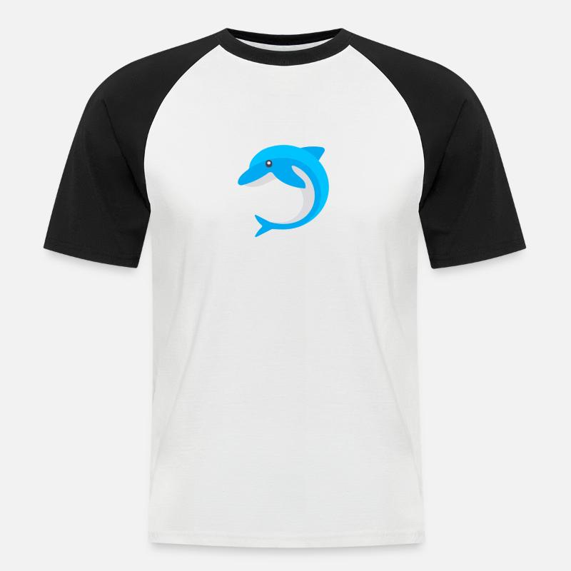 blauer Delphin - Männer Baseball-T-Shirt - Weiß/Schwarz
